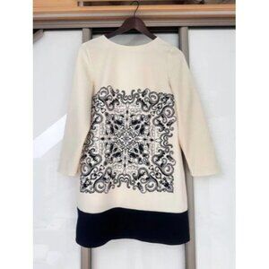 Zara Womens Black & cream Paisley Shift Dress XS